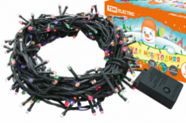 Гирлянда новогодняя светодиодная, СГ 200 З, 220 В, зеленый шнур, многоцветная, 10  м, 8 режимов TDM