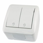 Выключатель 2-кл. открытой установки IP44 10А белый "Селигер" TDM