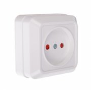 Розетка 2П открытой установки с з/ш IP20 10А, белый "Ладога" TDM