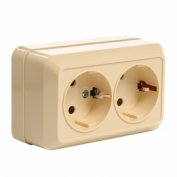 Розетка двойная 2П+3 открытой установки IP20 16А, сл. кость "Ладога" TDM