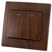 Выключатель 2 кл. с подсветкой 10А "ЭКО" (бук) "Таймыр" TDM