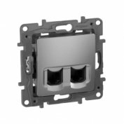 Etika - Розетка 2хRJ-45 UTP CAT5E 8конт. (алюминий)