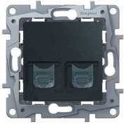 Etika - Розетка 2хRJ-45 UTP CAT5E (антрацит)