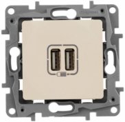 Etika - Зарядное устройство с двумя USB-разъемами, 240В/5В, 2400мА. (сл.кость)