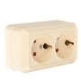 Розетка двойная 2П+З открытой установки с з/ш IP20 16А, слоновая кость "Ладога" TDM